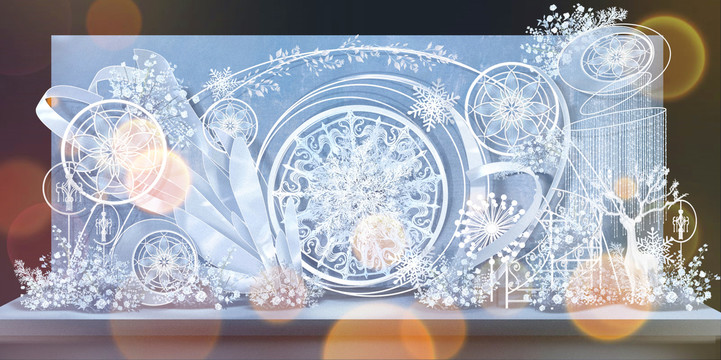冰雪風淺藍色夢幻婚禮效果圖