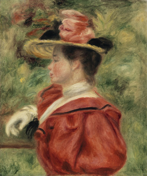 Renoir戴手套的女人