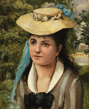 Renoir戴草帽的丽丝