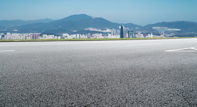 沥青道路地面和城市景观