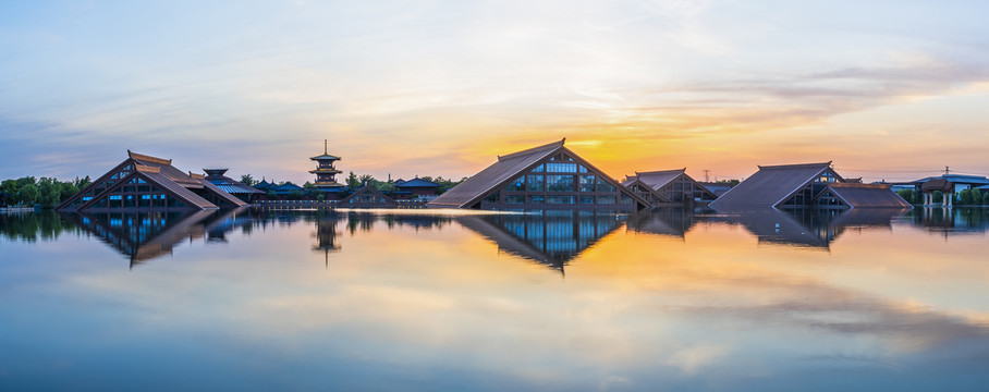 上海广富林夕阳高清图全景