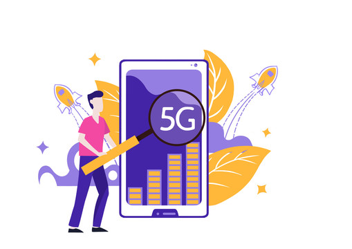 扁平黃紫5G手機(jī)信息科技時(shí)代