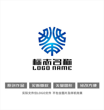 盾型标志网型安全防护logo