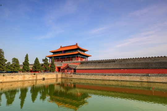 蓝天白云下的北京故宫神武门