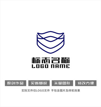 盾標(biāo)志口罩防護(hù)安全logo
