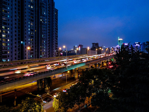 长宁区延安高架夜景