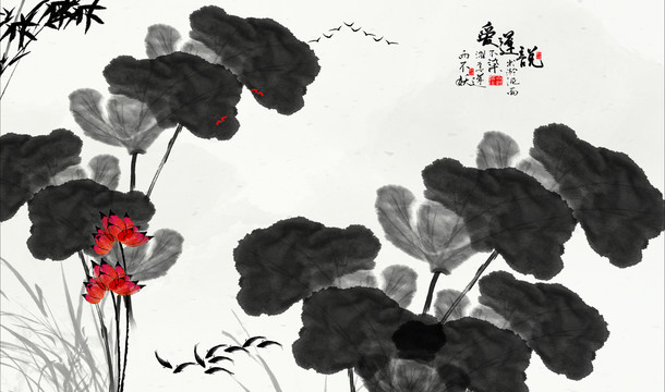 荷花裝飾畫