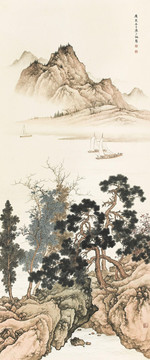 陳少梅遠(yuǎn)浦歸帆圖