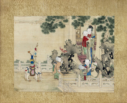 冷枚升平樂事圖冊(cè)白象花燈圖