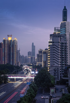 不同时间的香港路傍晚夜色