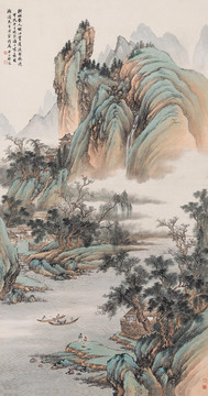 祁崑 漁村晚渡