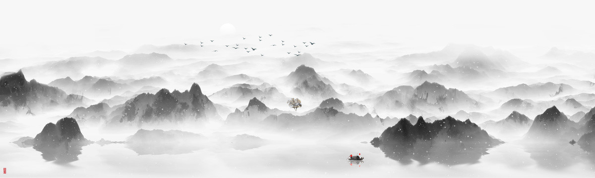 現(xiàn)代黑白水墨巨幅畫