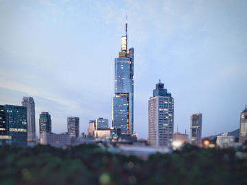夜色下的南京紫峰大厦