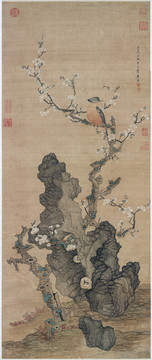 陳洪綬梅花山鳥圖
