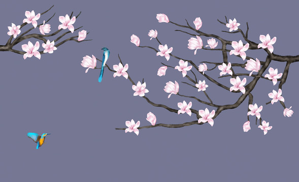 玉蘭花背景墻