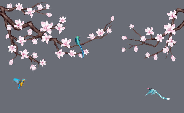 現(xiàn)代簡約玉蘭花背景墻