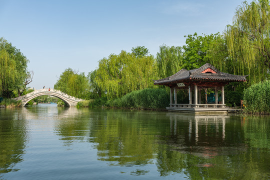 大明湖水香亭北池桥
