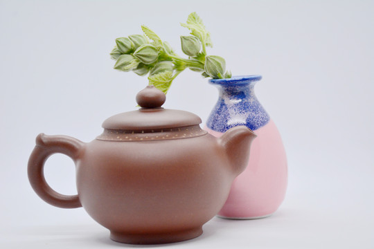 紫砂壶茶壶花瓶室内家居摆件