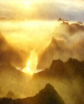 云霧水墨山水