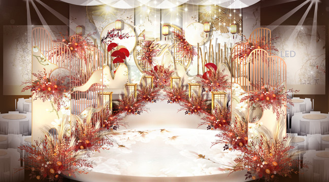 新中式紅白婚禮宴會廳