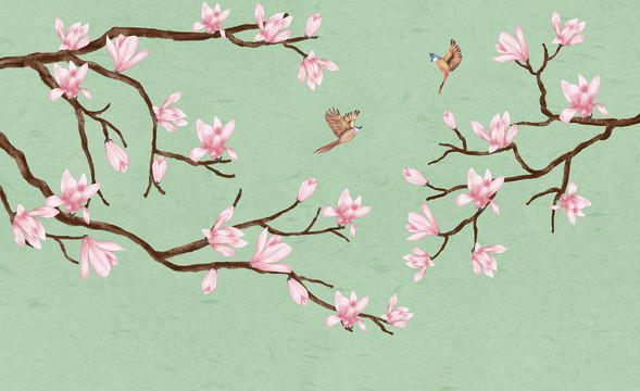 玉蘭花背景墻