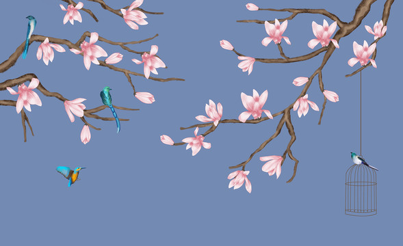 玉蘭花裝飾畫