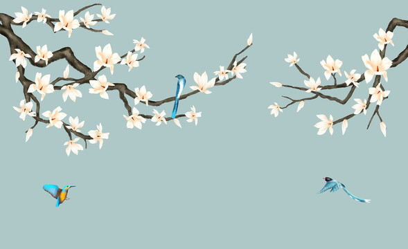 玉蘭花背景墻