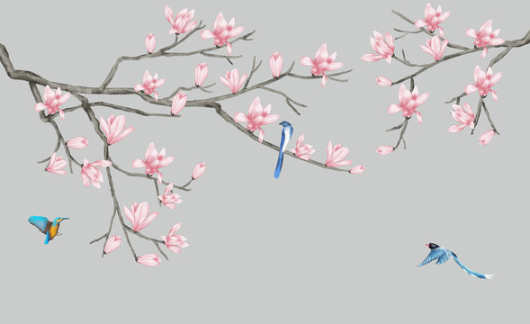 玉蘭花背景墻