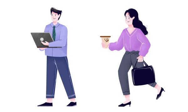 扁平風(fēng)商務(wù)人物辦公男女