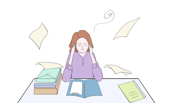 扁平風(fēng)商務(wù)辦公淺表情愁悶女職員