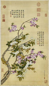 鄒一桂紅桃白梨圖