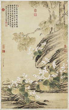 鄒一桂秋海棠清高宗御題圖