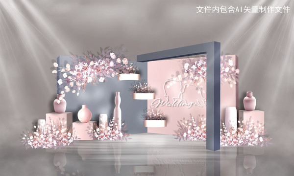 粉藍色婚禮迎賓區(qū)