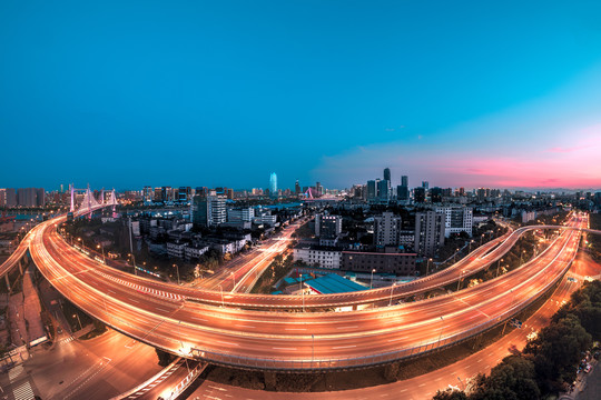 宁波庆丰桥全景夜景