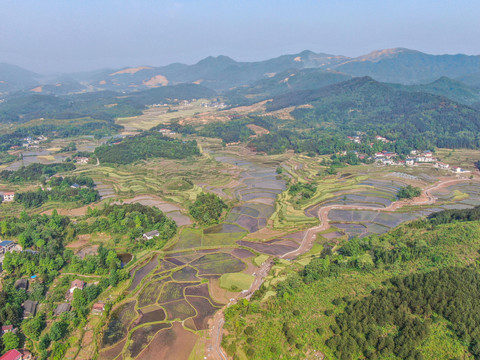 航拍乡村田园风光