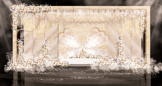 香槟色婚礼迎宾台设计效果图