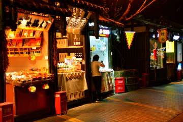 成都锦里老街店铺夜景