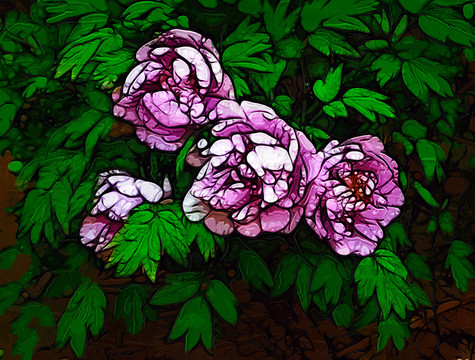牡丹花油畫