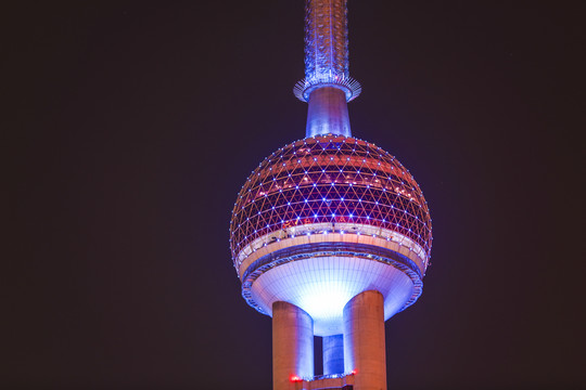 东方明珠电视塔特写夜景