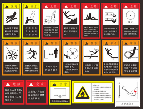 收割机警告标识