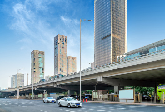 北京城市高楼和道路