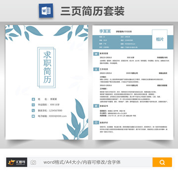 清新銷售成套簡歷模板