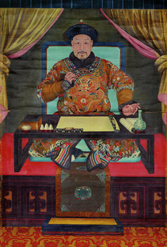 郎世寧雍正朝服像軸