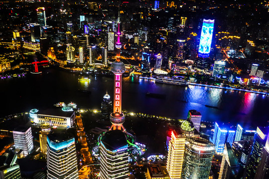 鸟瞰上海夜景