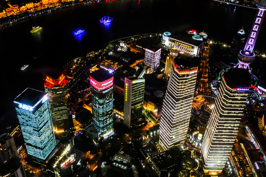 鸟瞰上海夜景