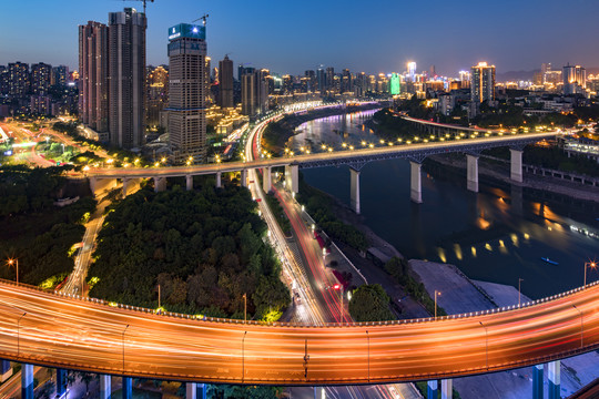 重庆嘉陵江大桥夜景