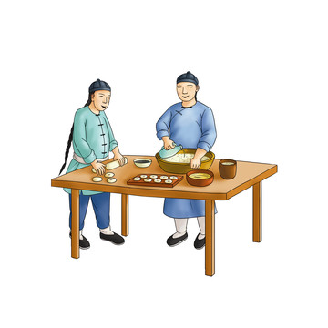 傳統(tǒng)糕點(diǎn)制作插畫(huà)