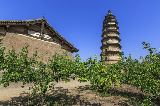 中国山西平遥慈相寺麓台塔风光