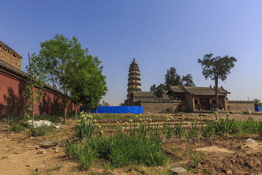 中国山西平遥慈相寺麓台塔风光