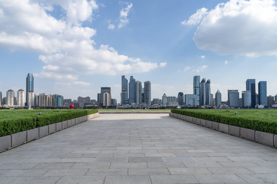 地砖地面和城市景观